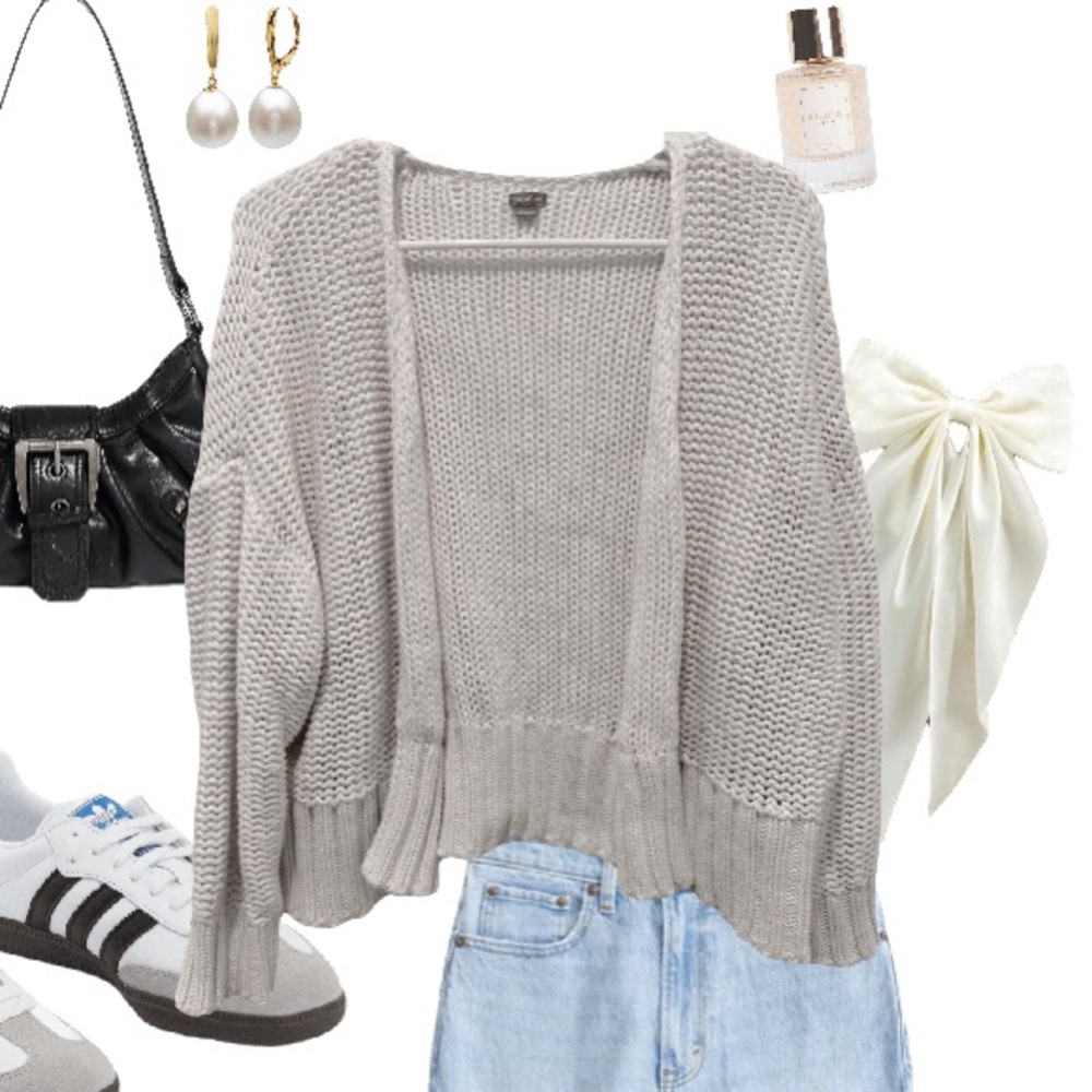 Aerie White Chunky Knit Cardigan Sweater